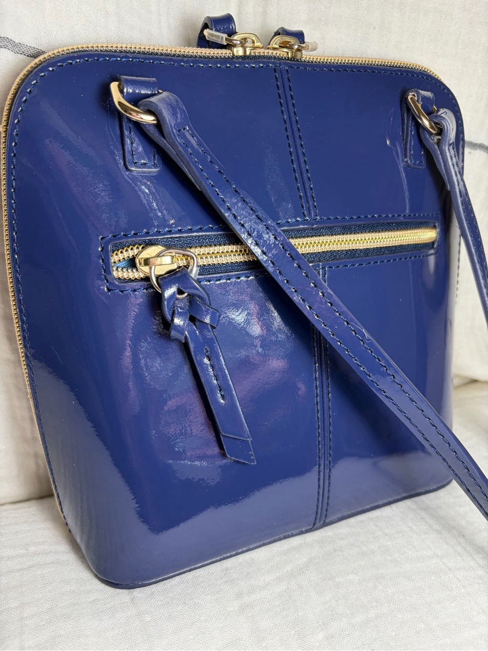 Dooney & Bourke Trixie Crossbody Bag Navy Blue Patent Leather - Picture 4 of 12